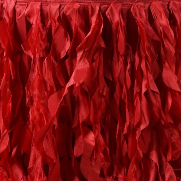 Table skirt 17’, 2 this listing, Enchanting Curly Willow Taffeta- Red, - Picture 3 of 3